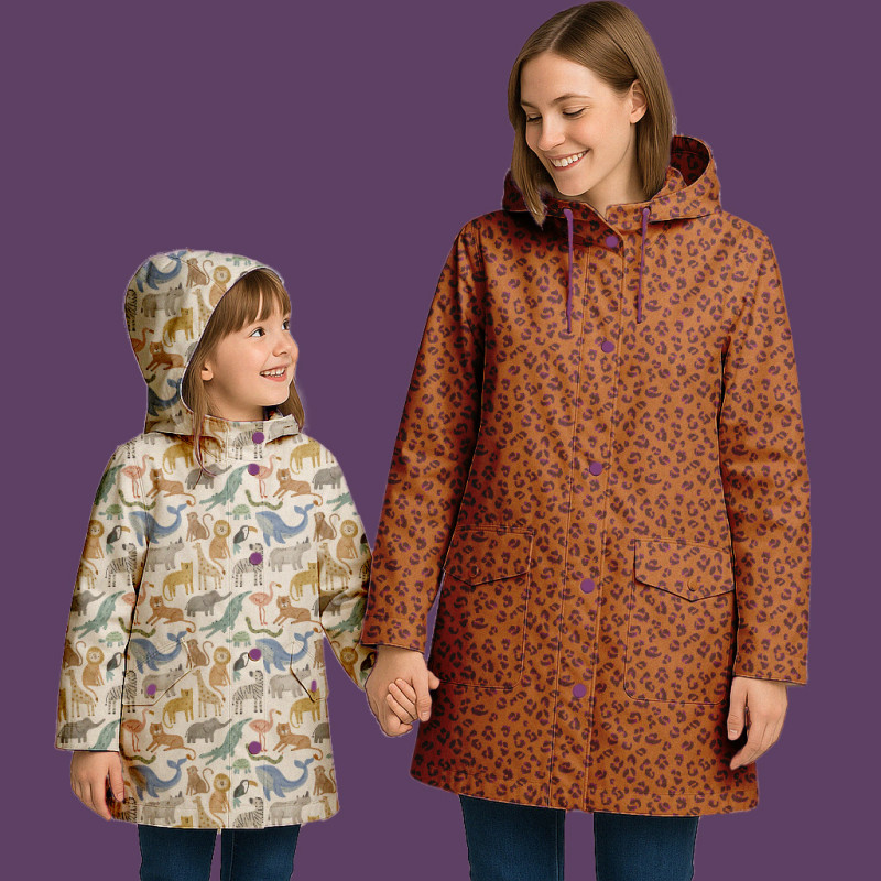 Printed Waterproof Fabric JUNZO White / Multicolored